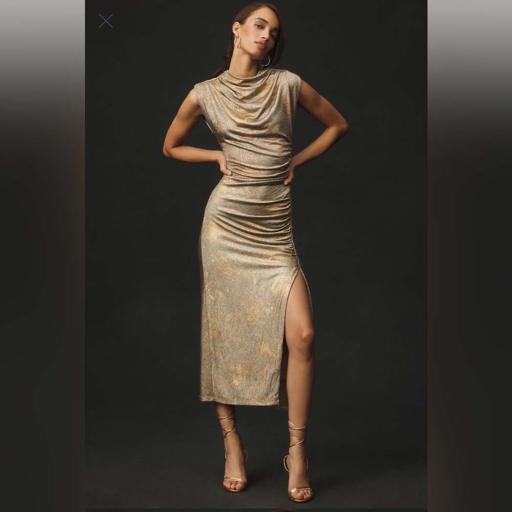 Anthropologie Maya Ruched Cowl-Neck dress